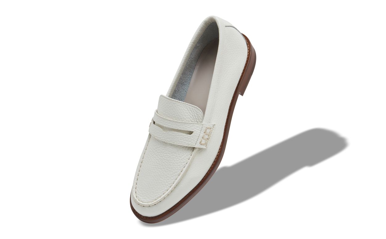 Weiße Kalbsleder Penny Loafers