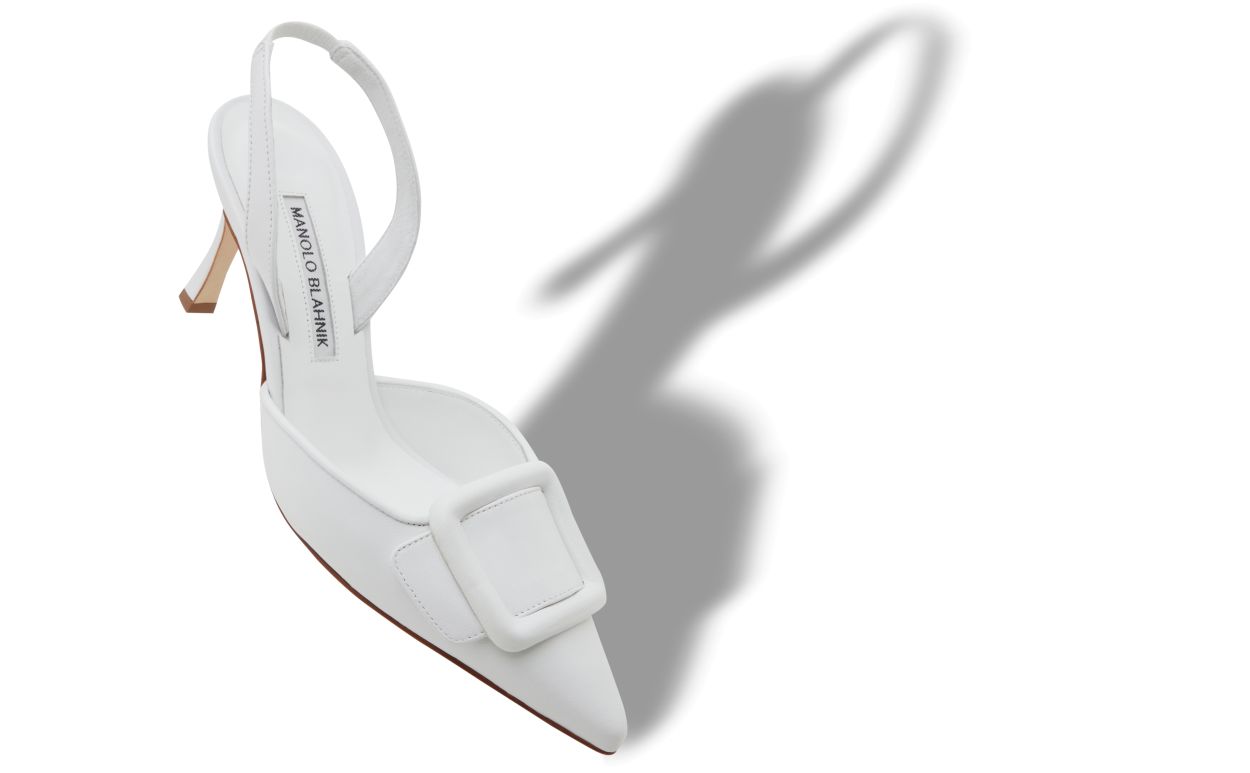 Weiße Nappa-Leder-Slingback-Pumps