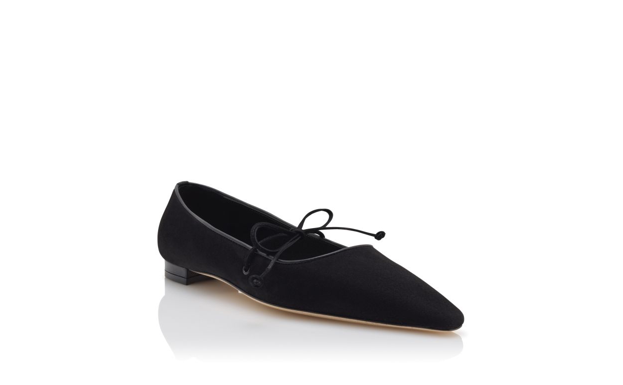 Schwarze Suede Flache Pumps
