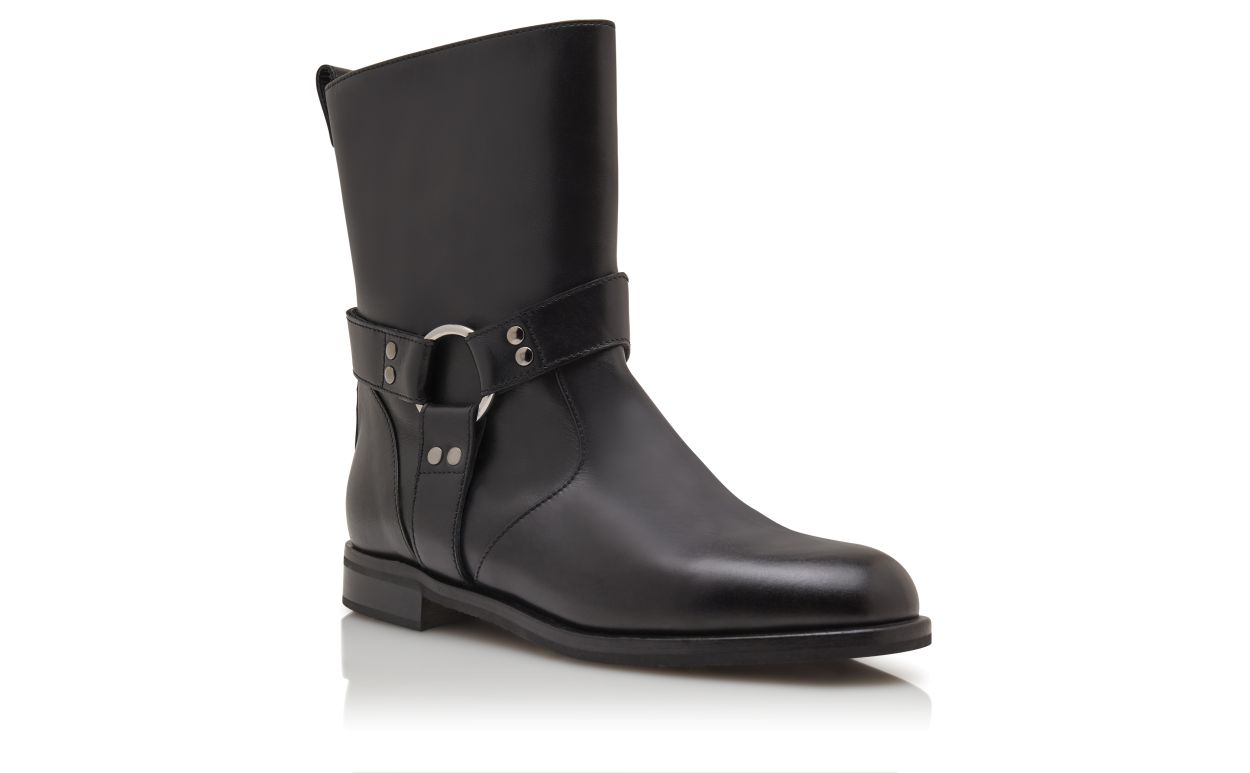 Schwarze Kalbsleder-Wellenstiefel