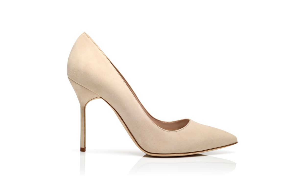 Beige Suede Spitzenspitze Pumps