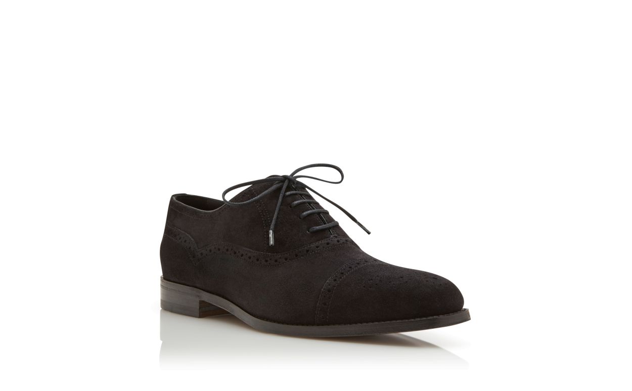 Schwarze Wildleder-Kap-Toe-Oxfords