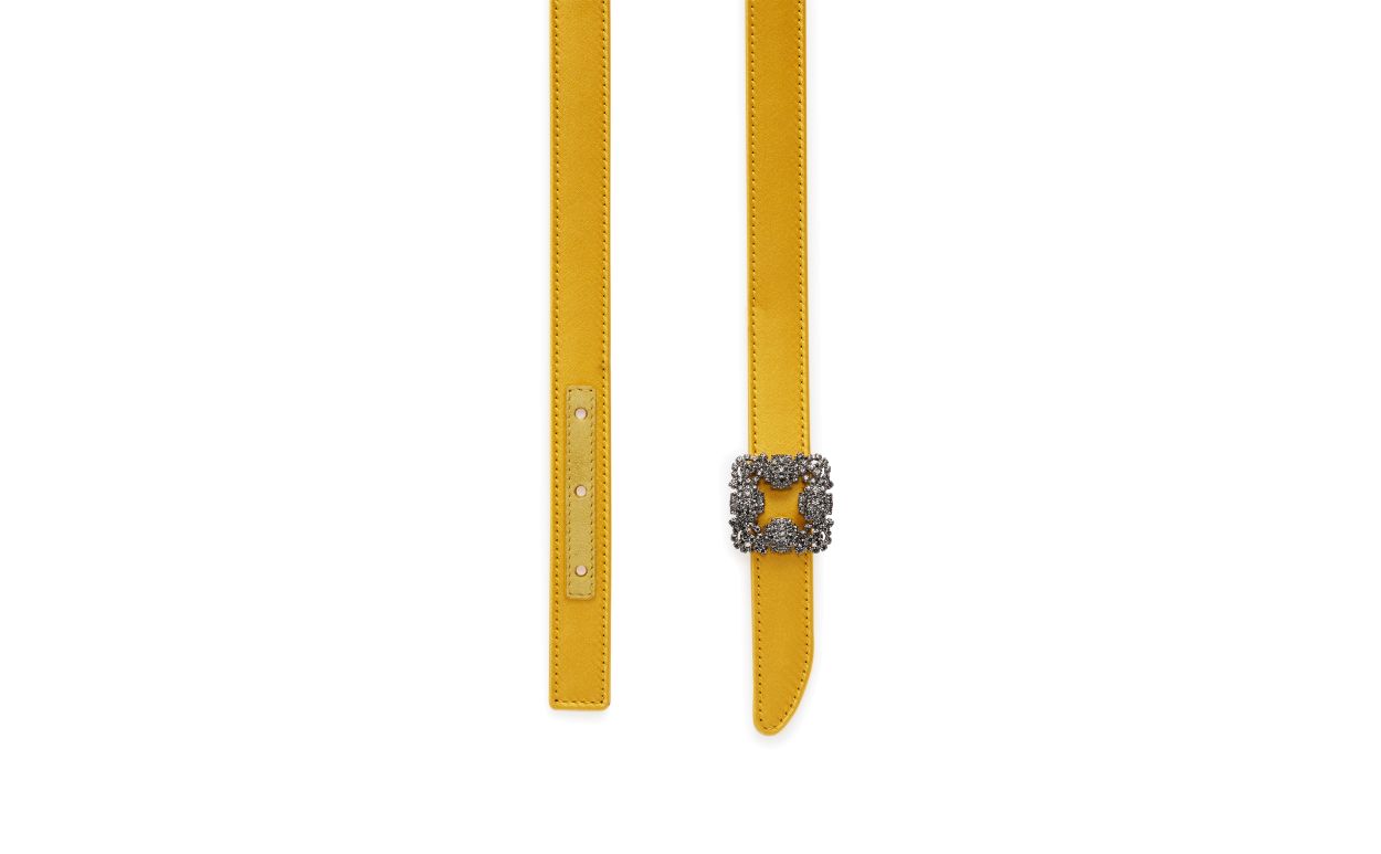 Gelber Satin-Kristall-Gürtel mit Schnalle