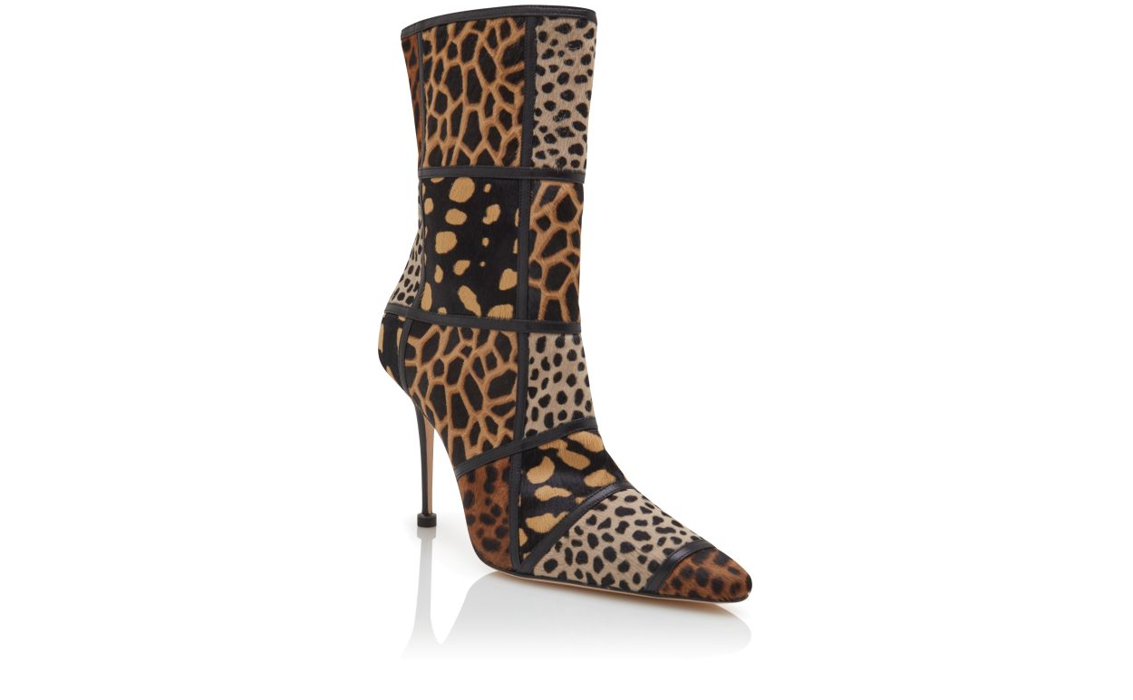 Tierprint-Kalbsleder-Wellenstiefel