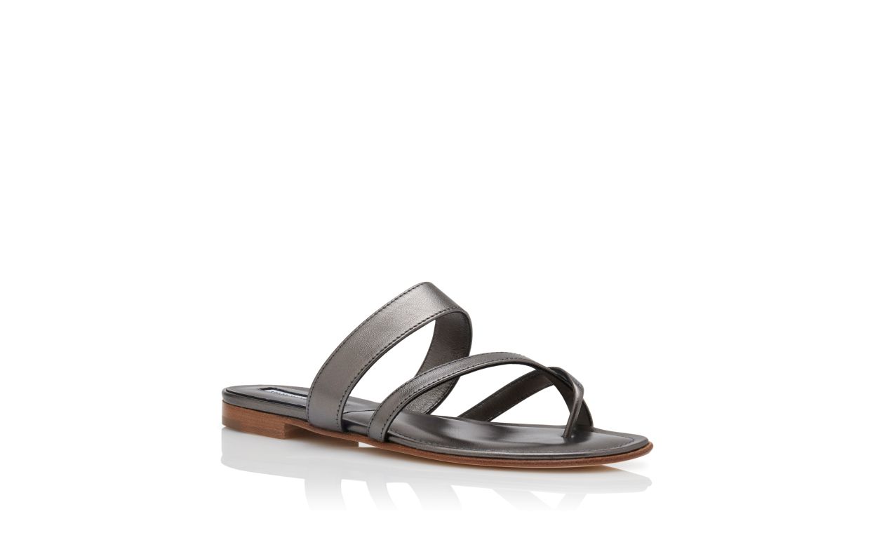Graphit Nappa-Leder-Plattform-Sandalen