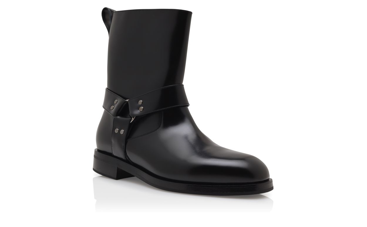 Schwarze Kalbsleder-Biker-Stiefel