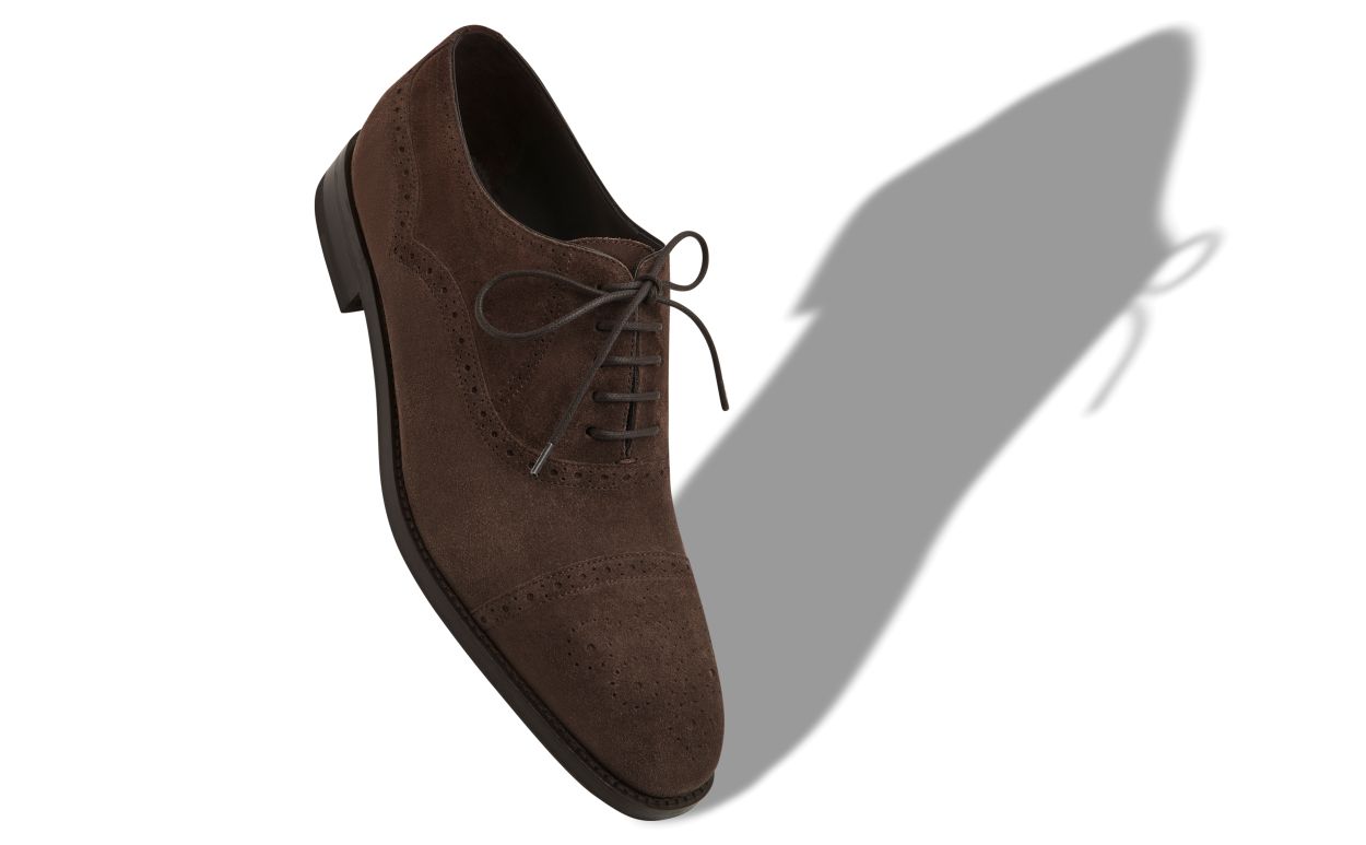 Dunkelbraunes Wildleder Cap-Toe-Oxfords