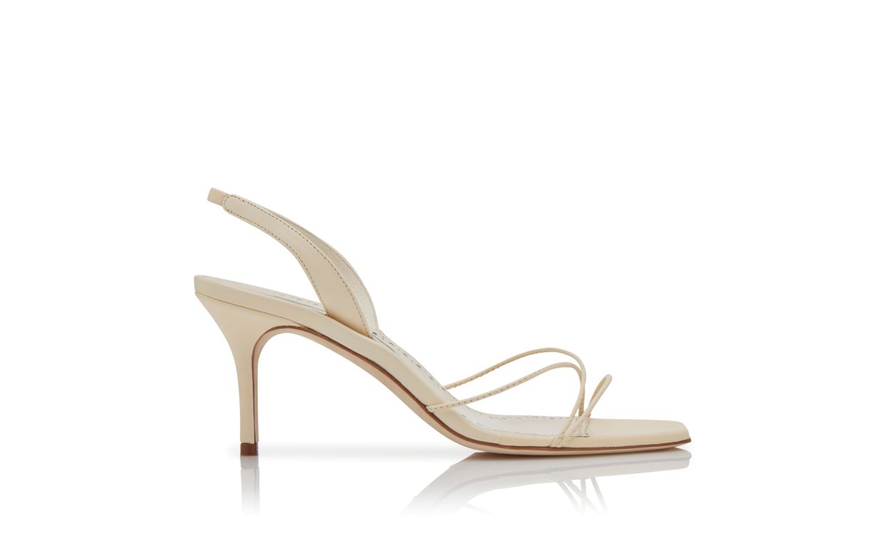 Cremfarbene Nappaleder-Slingback-Sandalen