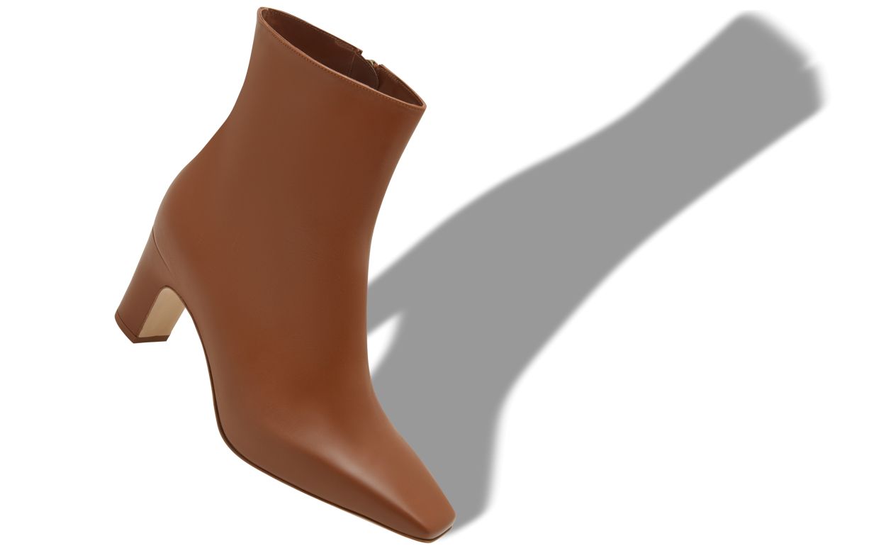 Hellebraun Leder-Wellenstiefel für Frauen