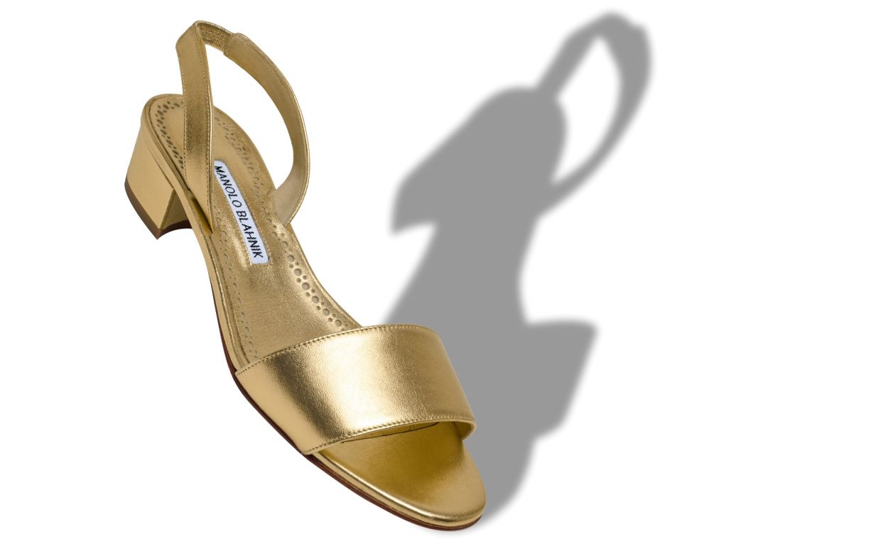 Gold Nappa-Leder-Slingback-Sandalen
