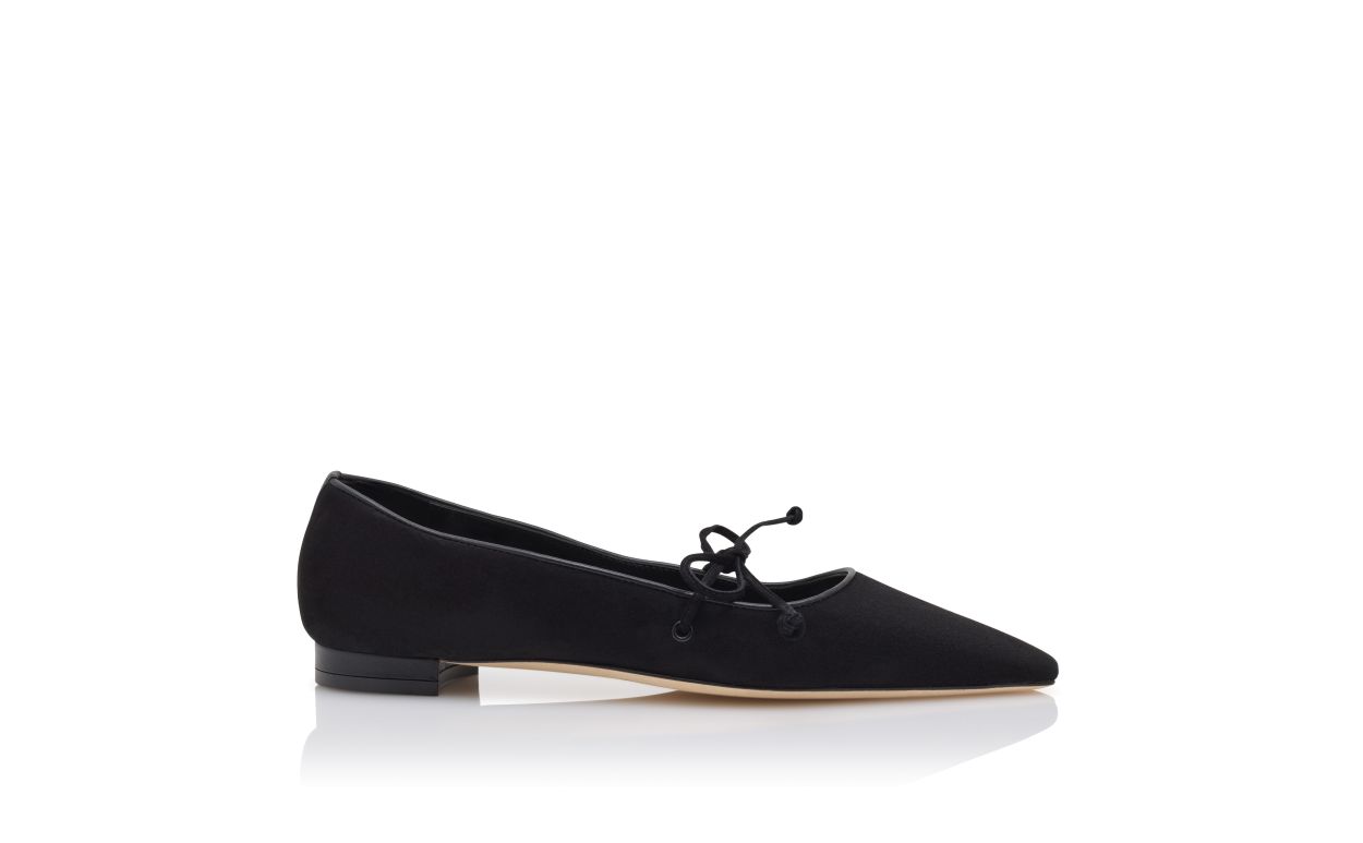 Schwarze Suede Flache Pumps