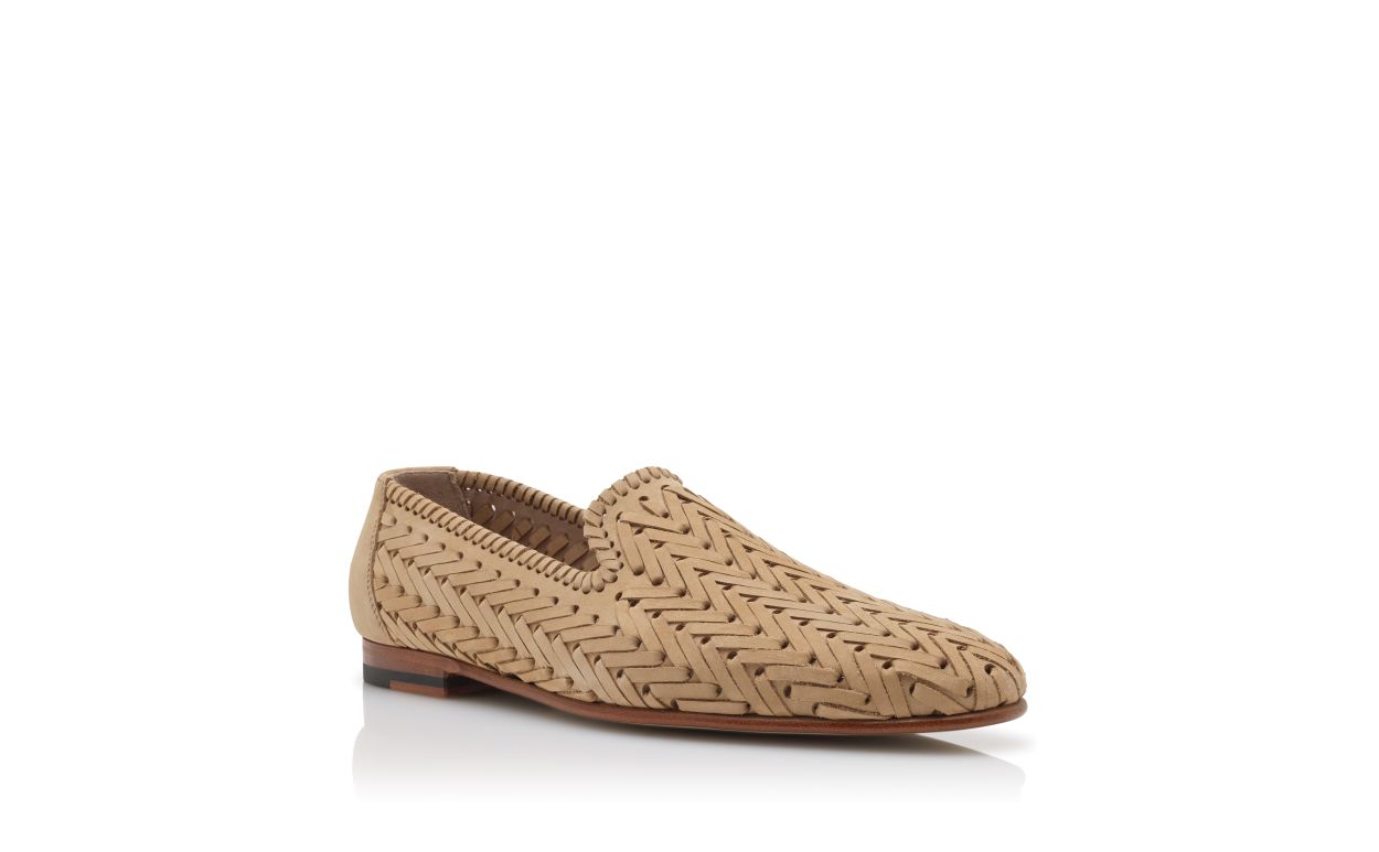 Helle Braune Nubuk-Gewebte Loafers