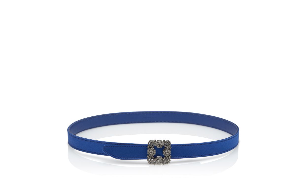 Blaues Satin-Strickgurt mit Kristallverschluss