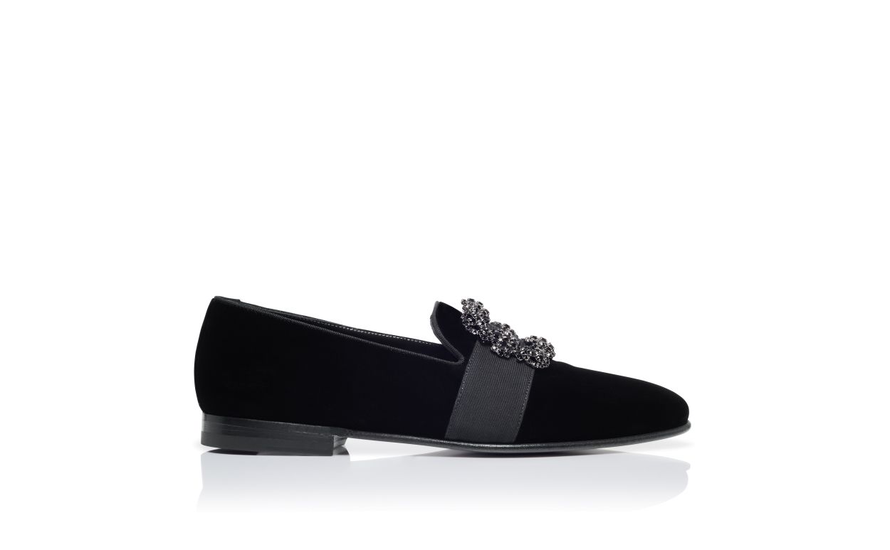 Schwarze Samt-Edelstein-Schnürschuhe