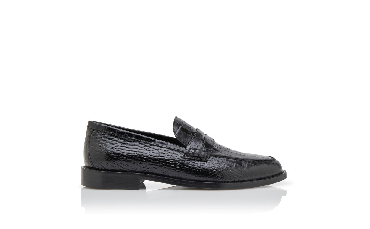 Schwarze Kalbsleder-Penny-Loafer