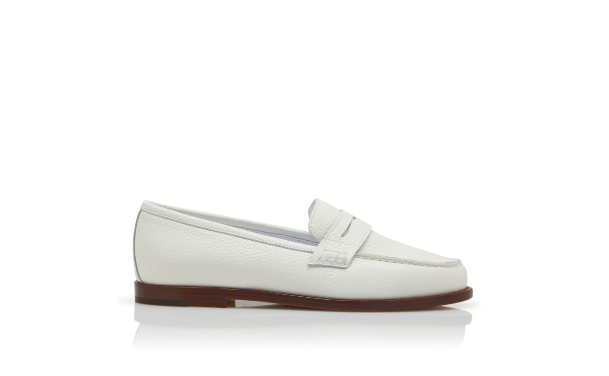 Weiße Kalbsleder-Penny-Loafer