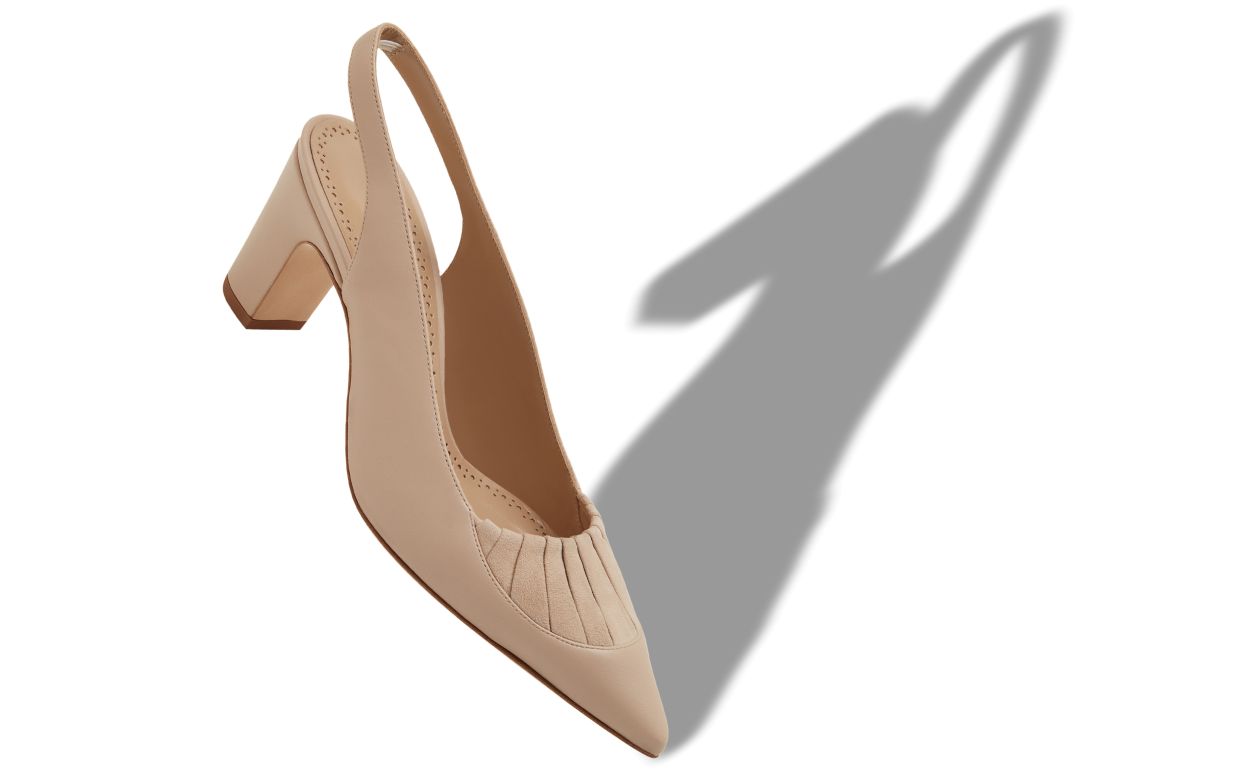 Leicht Beige Nappa-Leder-Slingback-Pumps