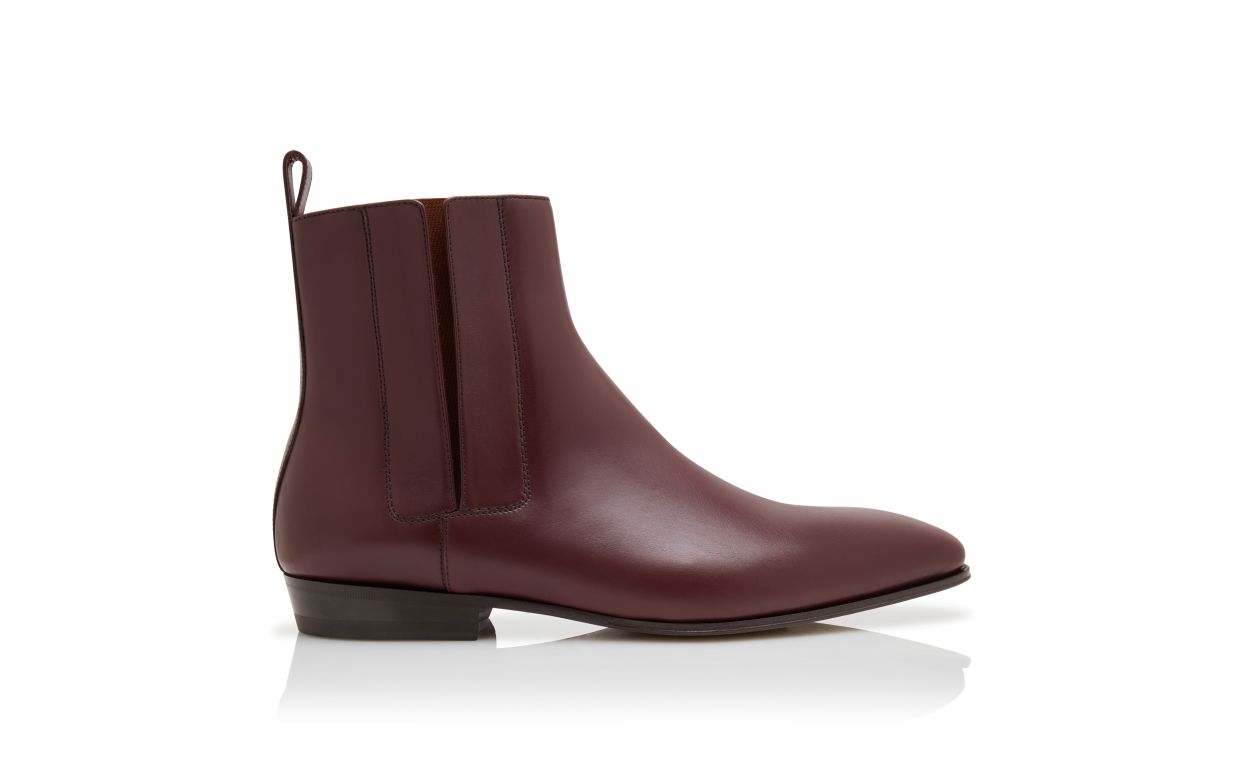 Dunkelrote Kalbsleder-Wellenstiefel