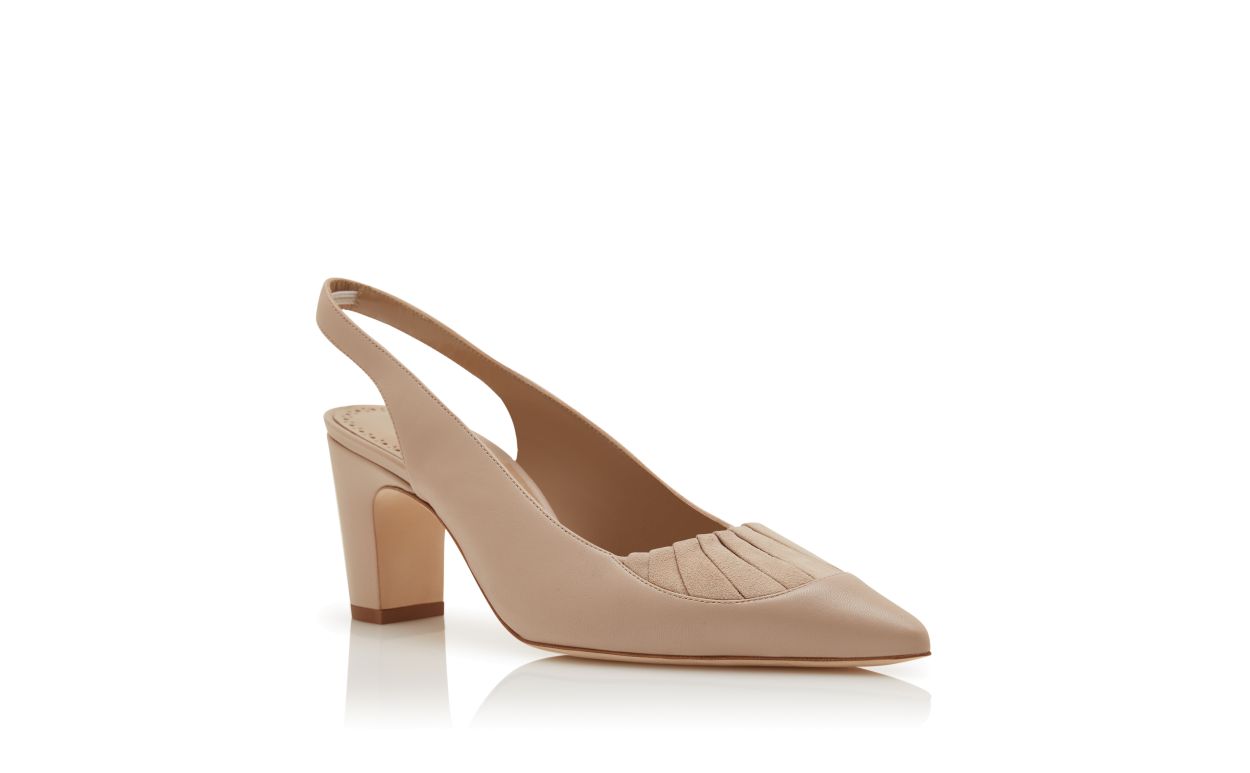 Leicht Beige Nappa-Leder-Slingback-Pumps