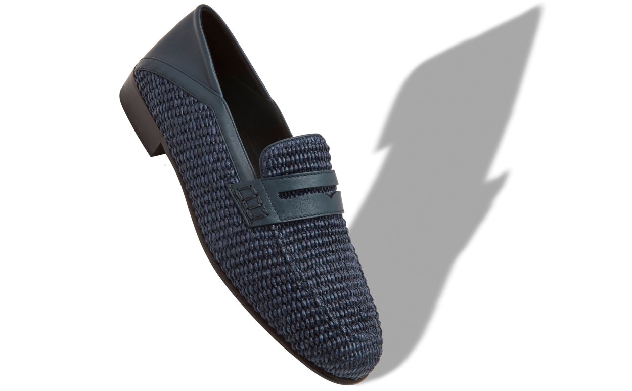 Marineblau aus Raffia-Penny-Loafer