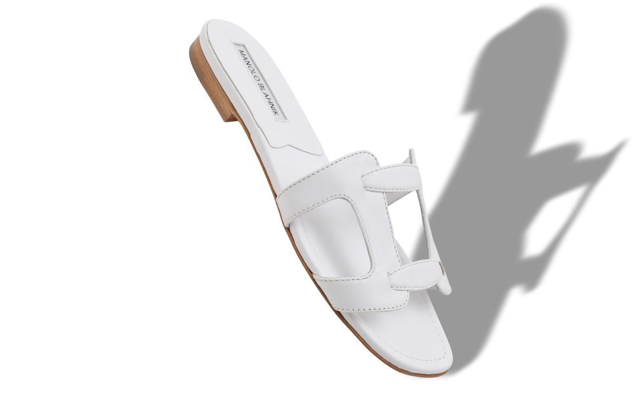 Weiße Nappa-Leder-Platinsandalen