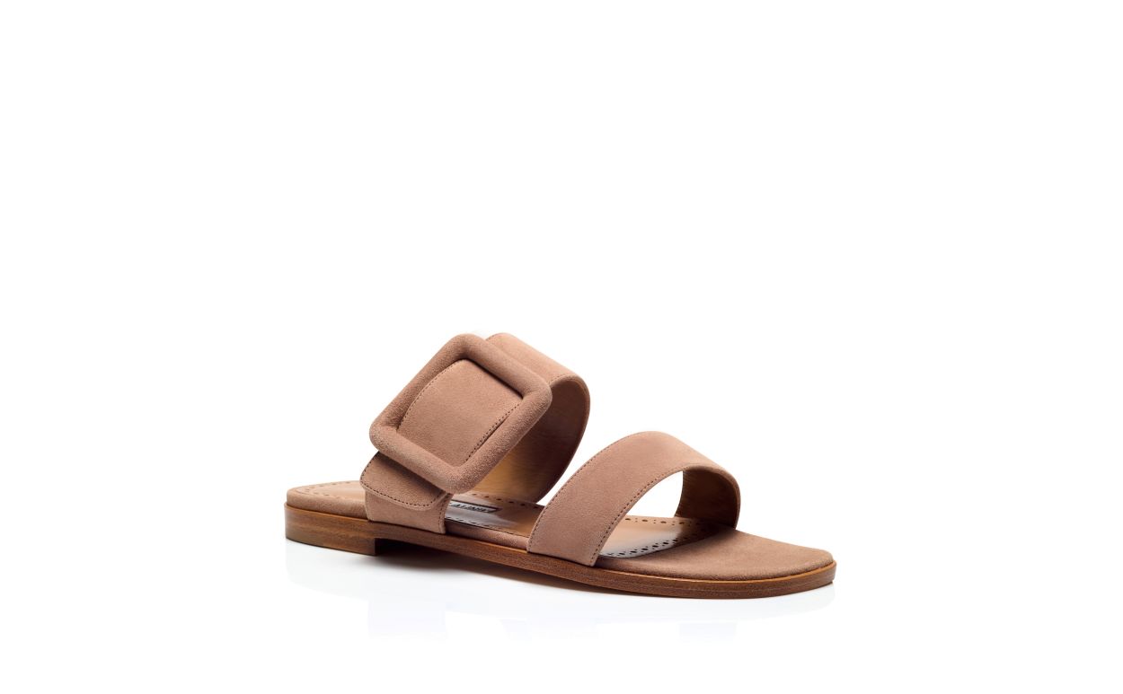 Leichtbeige Wildleder-Plattform-Sandalen
