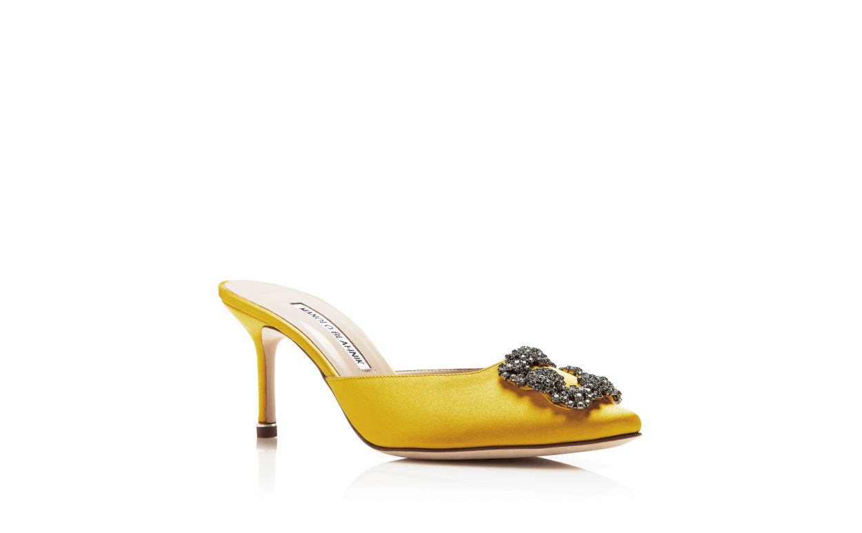 Gelbe Satin-Edelstein-Schnalle-Mules