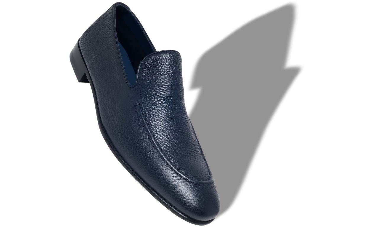 Blaukariertes Kalbsleder-Loafer