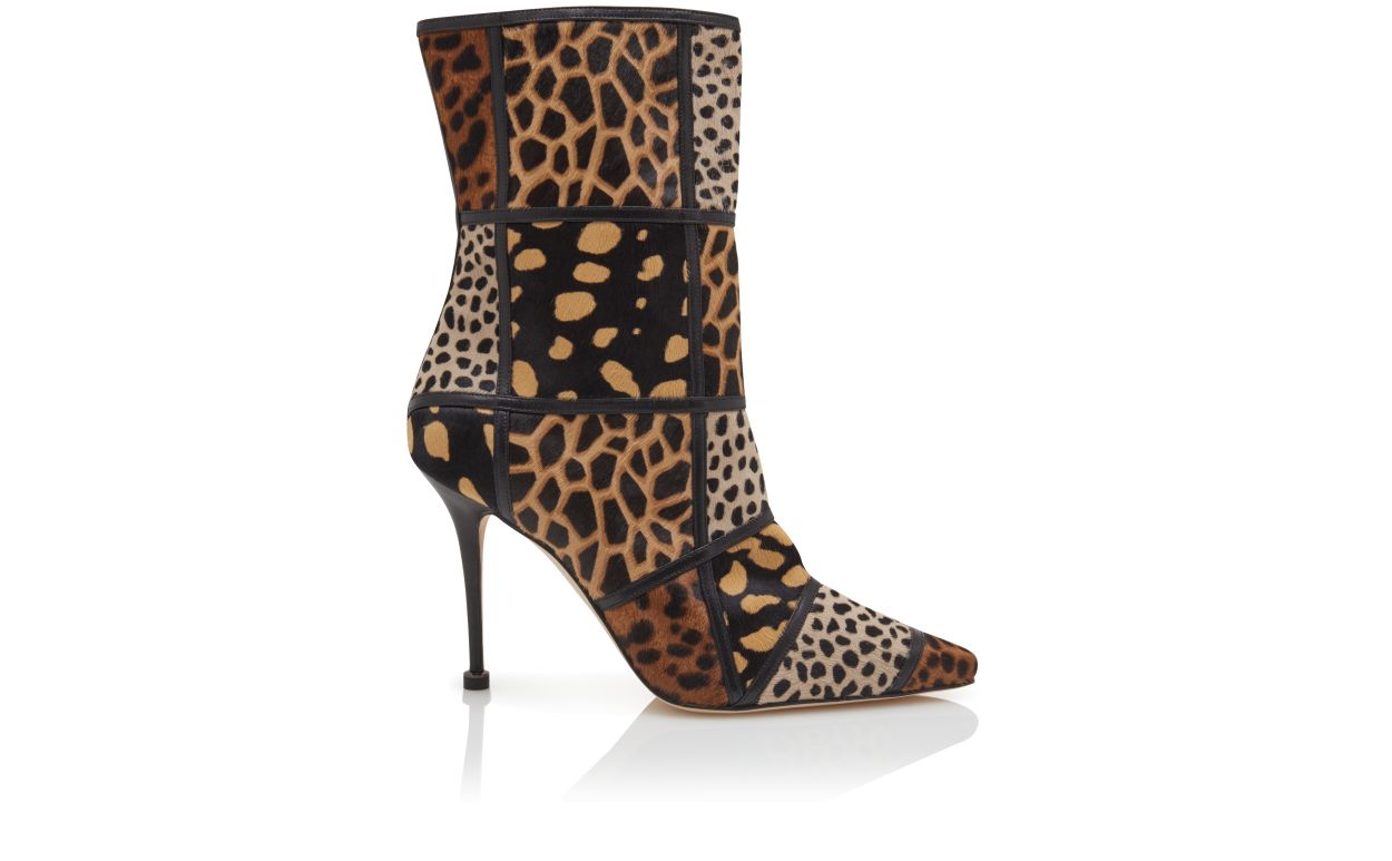 Tierprint-Kalbsleder-Wellenstiefel