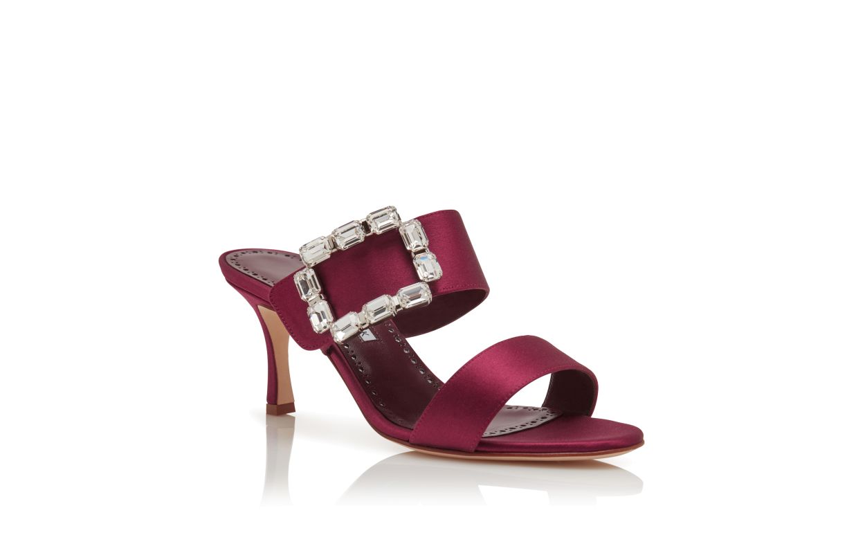 Dunkelrote Satin-Steppen-Schnürschuhe