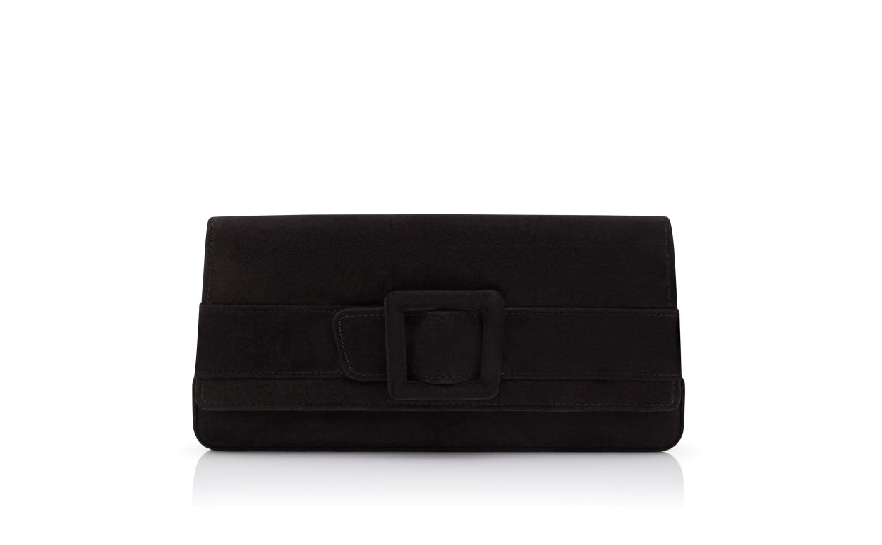 Schwarze Wildleder-Schnallen-Clutch