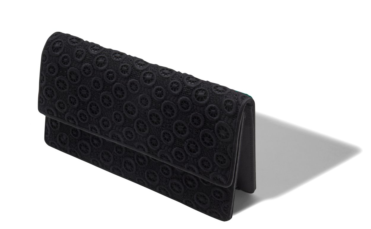Schwarze Spitzen-Handtasche mit Stickerei