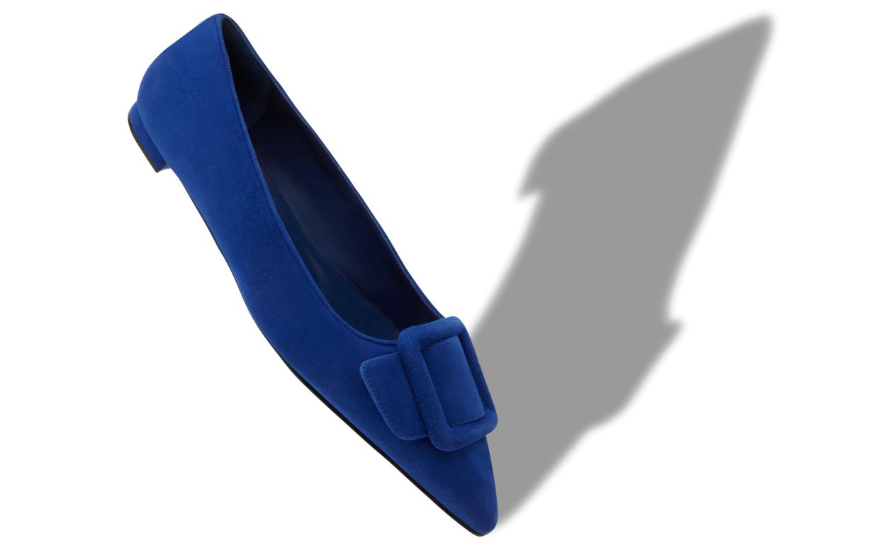 Blaue Leder-Pumps mit Schnallen-Detail