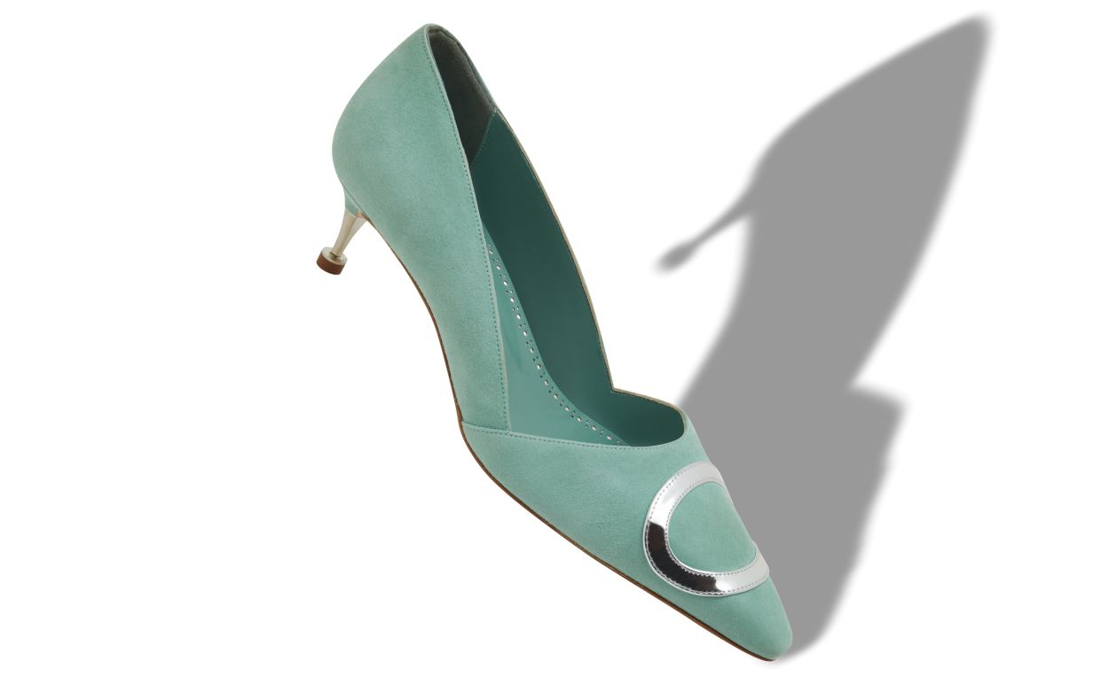 Grüne Wildleder-Pumps