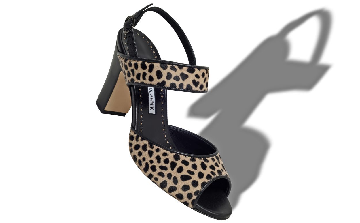 Tiermuster-Kalbsleder-Slingback-Sandalen