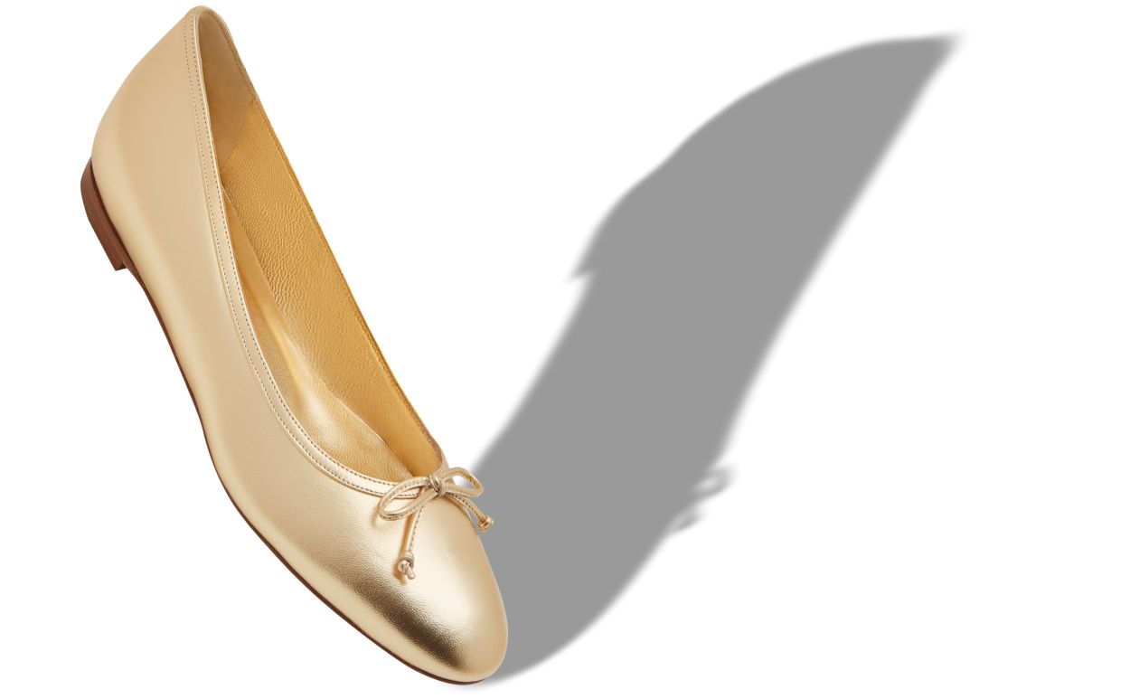 Gold Nappa-Leder-Ballerinas