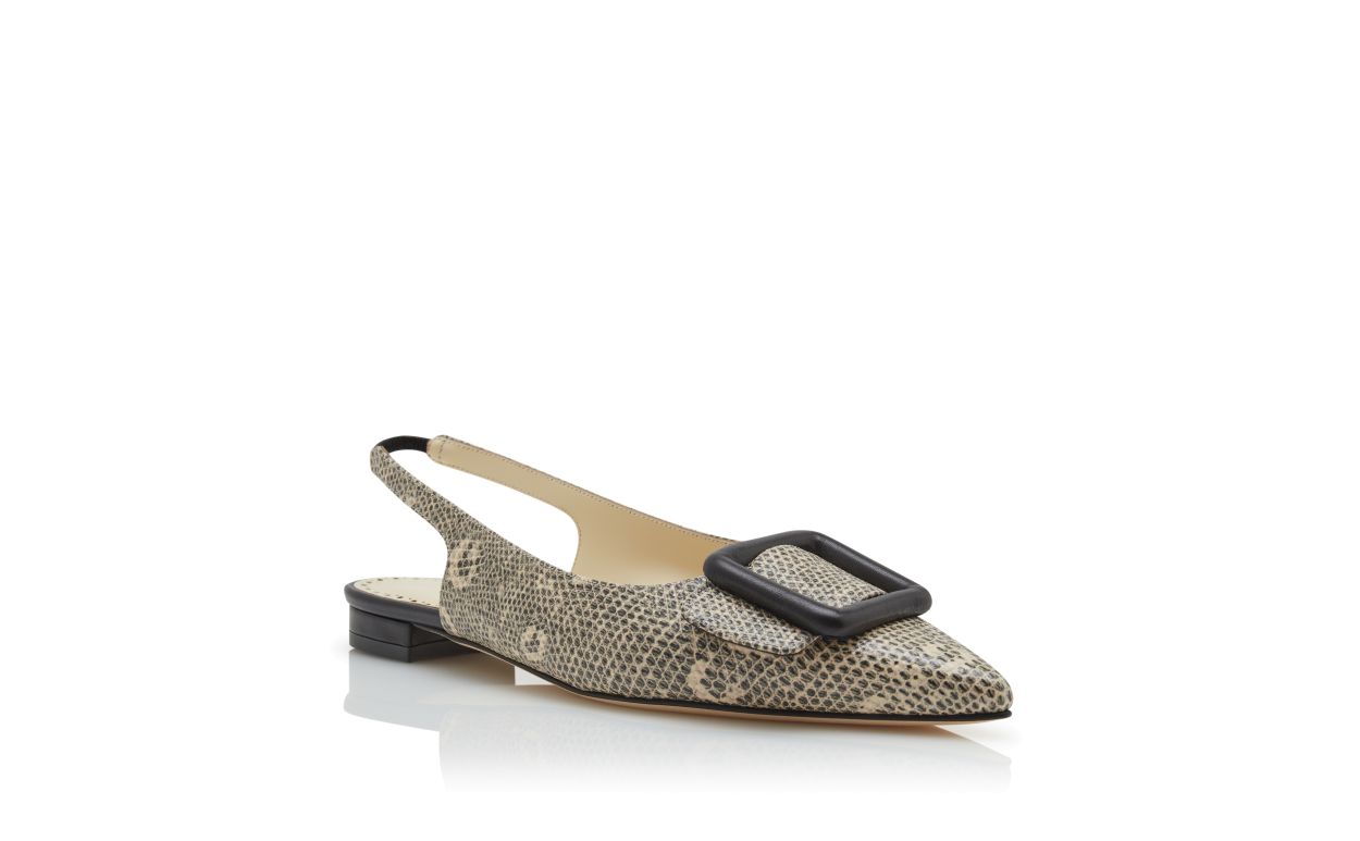 Lizard-Print-Kalbleder-Slingback-Pumps