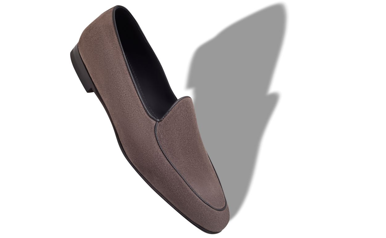 Graue Leder-Loafers