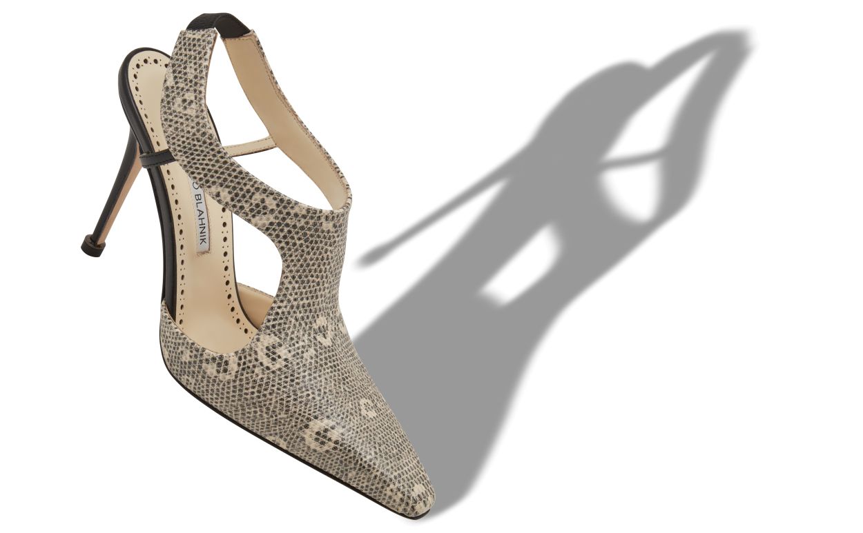 Lizard-Print-Kalbleder-T-Bar-Pumps