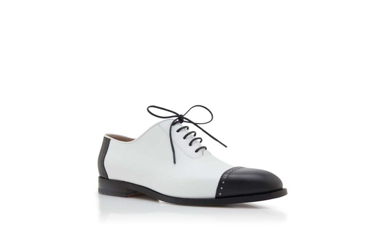 Schwarze und weiße Kalbsleder Schnürschuhe