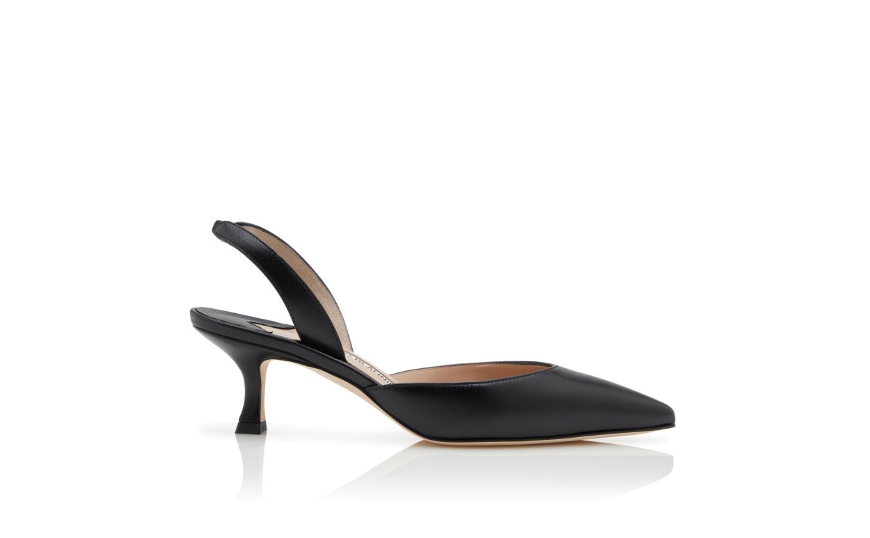 Schwarze Nappa-Leder-Slingback-Pumps