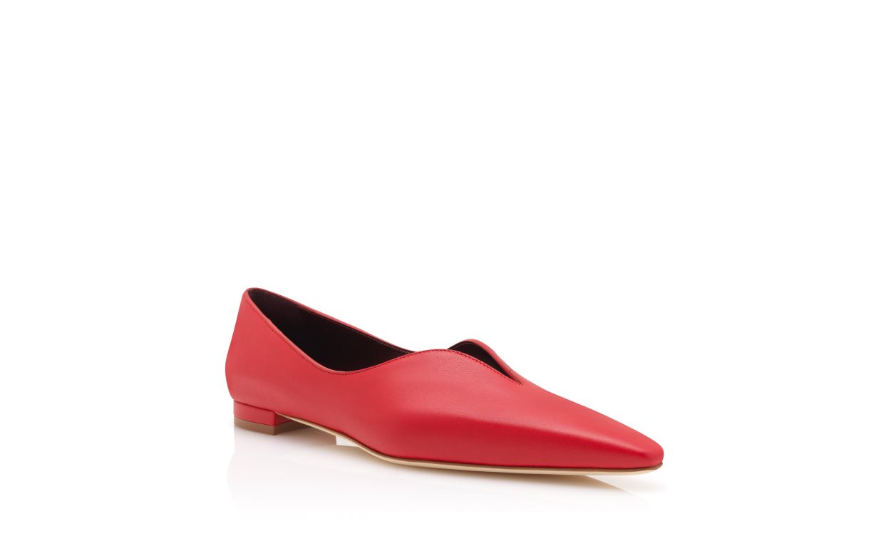 Rote Nappaleder-Flachpumps