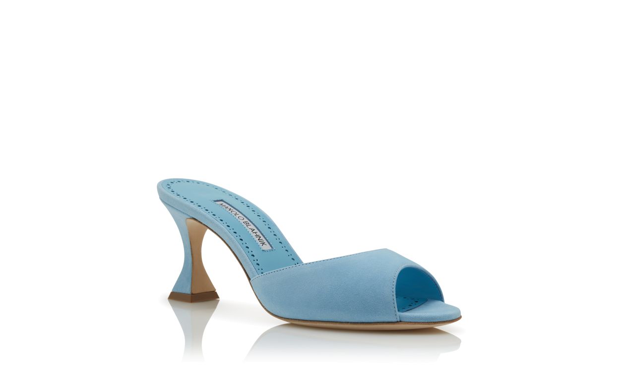 Helle Blaue Wildleder-Offene-Zehen-Mules