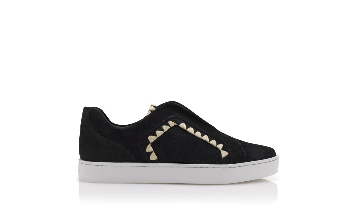 Schwarze Wildleder-Deckenstich-Sneaker