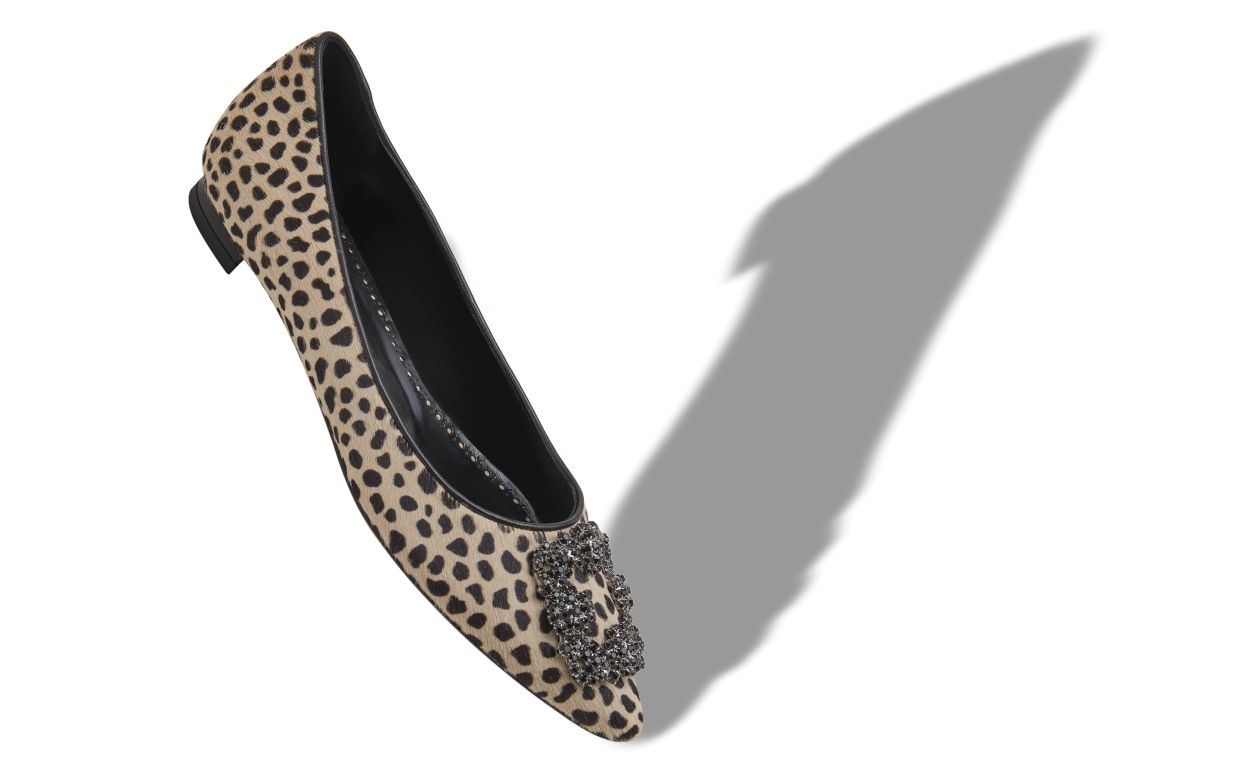 Tiermuster-Kalbshaar-Steppen-Schuh mit Juwel-Schnalle