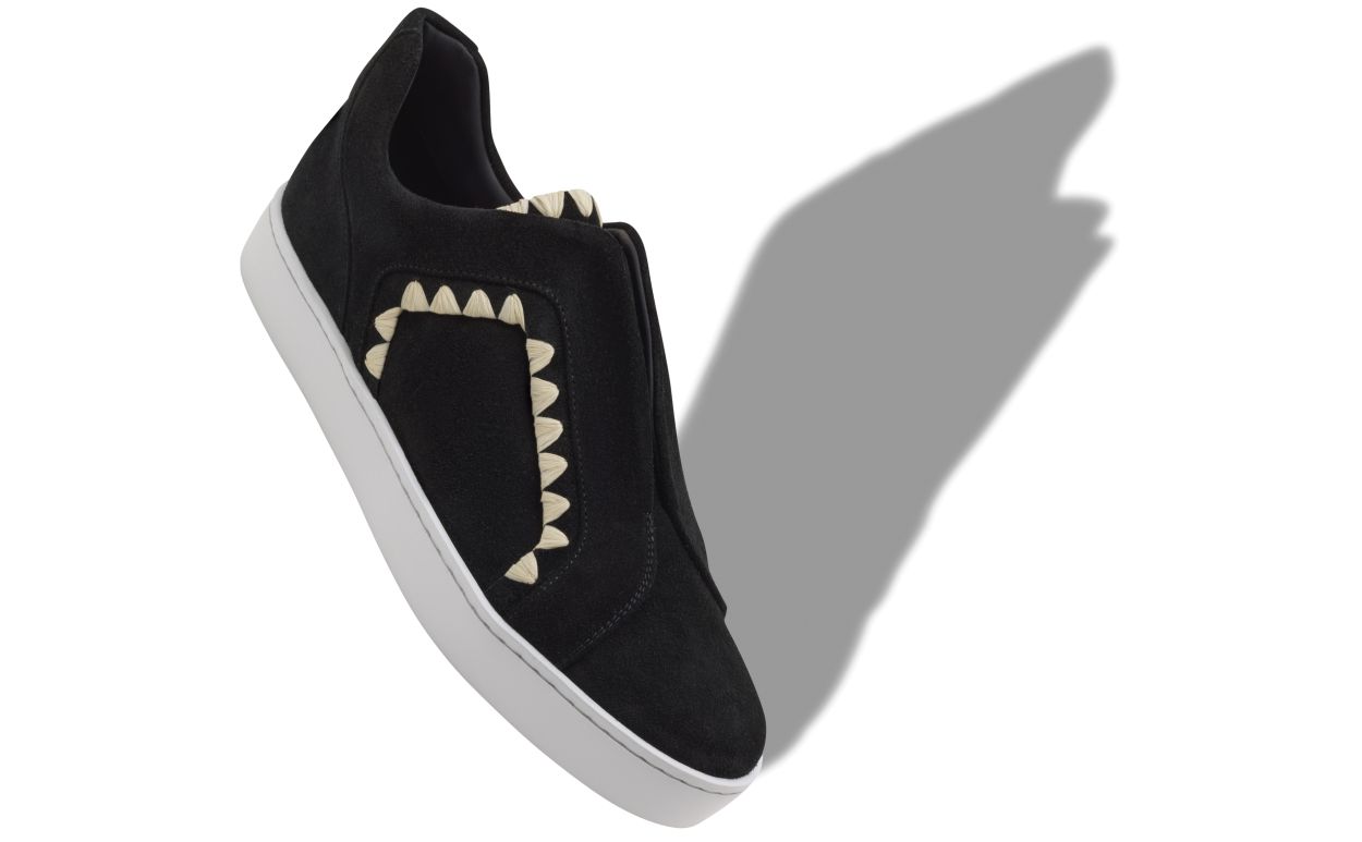 Schwarze Wildleder-Deckenstich-Sneaker