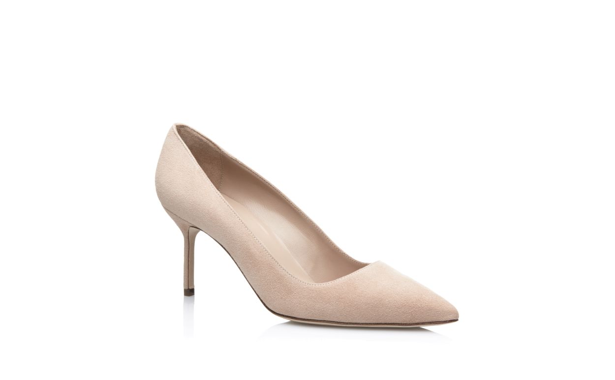 Nude Suede Spitz-Zehen-Pumps