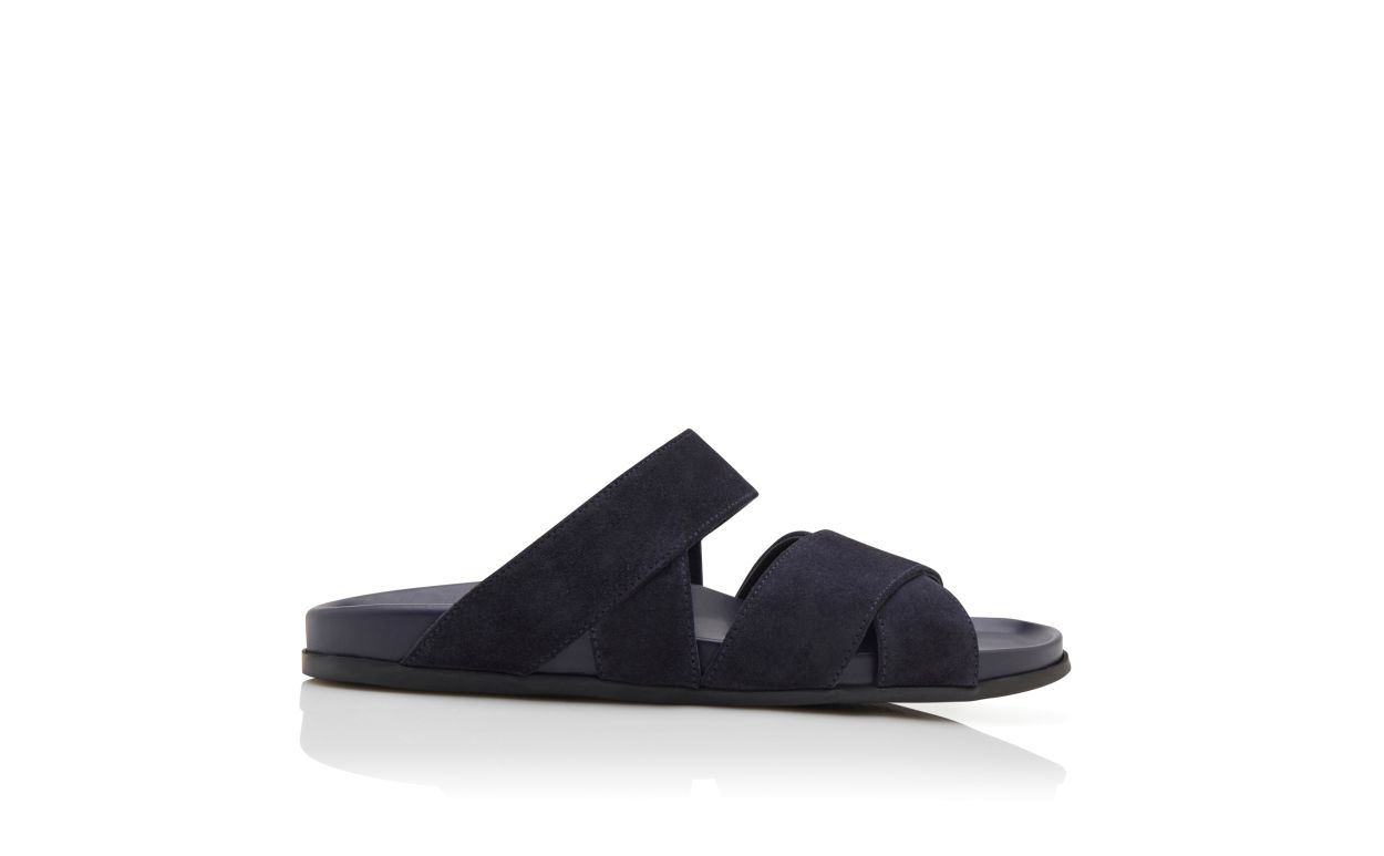 Blau-Navy Suede-Sandalen