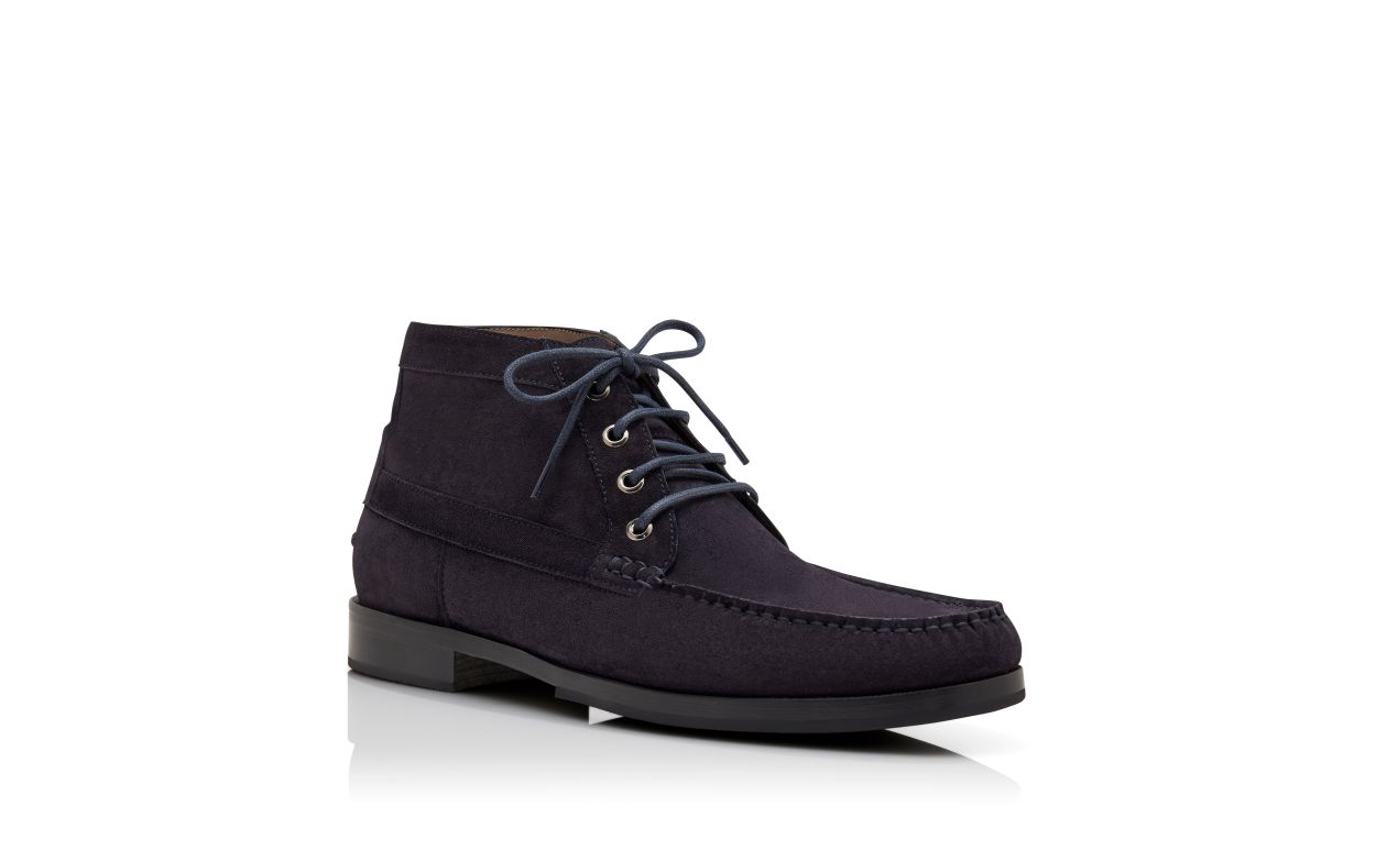 Braune Calf Suede Knöchelstiefel im Navy