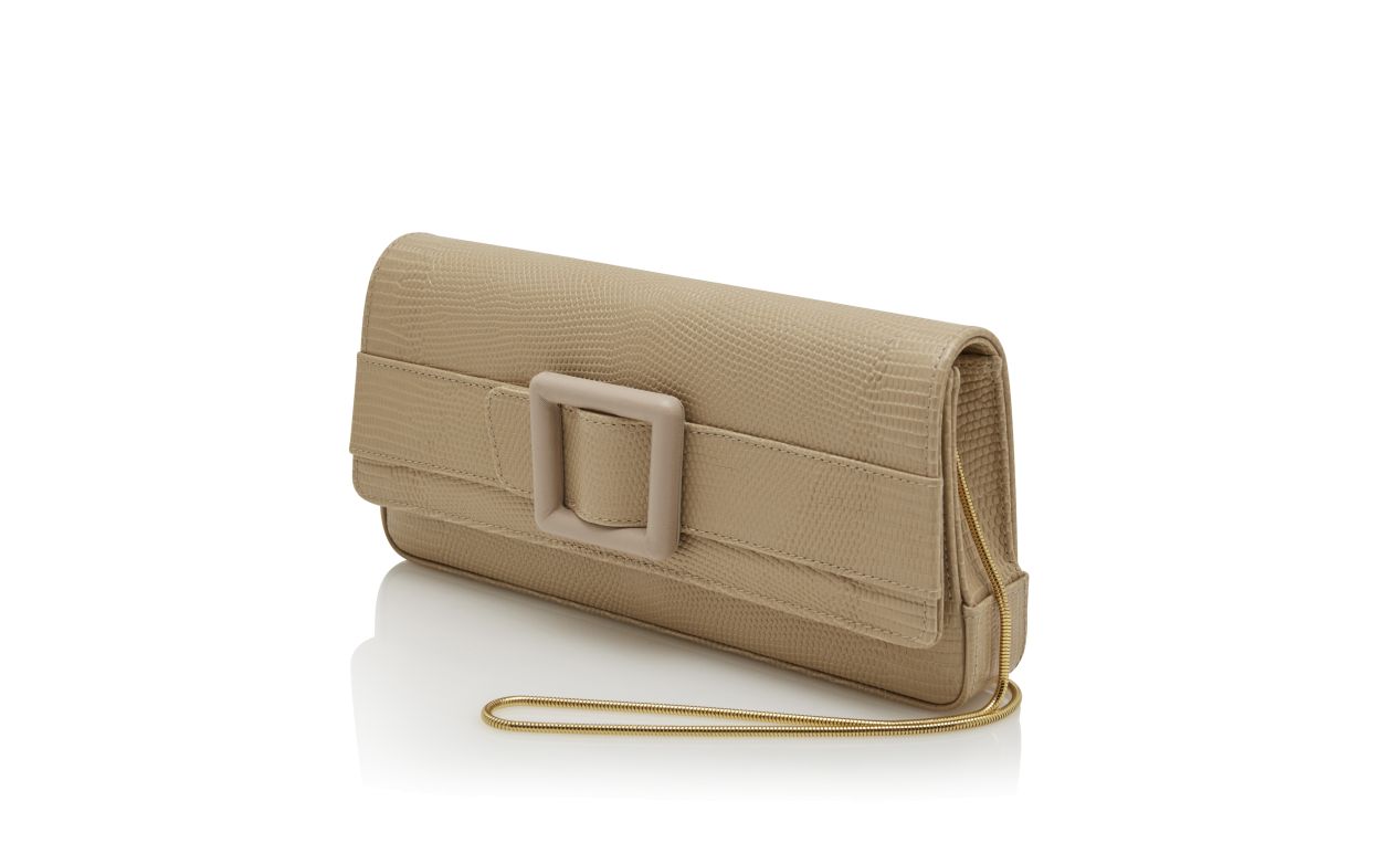 Leichtes Beige Kalbsleder-Clutch mit Schnalle